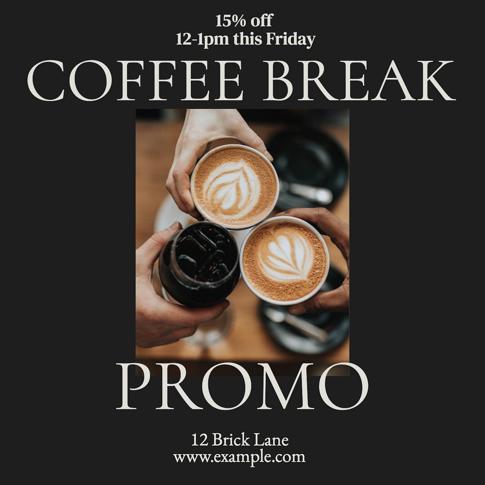 Coffee break promotion Instagram post template, editable text