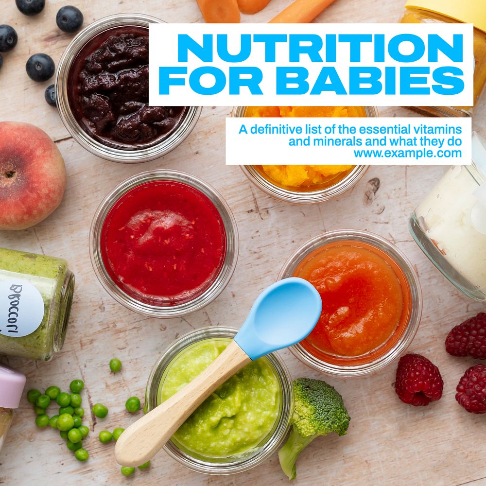 Nutrition for babies Instagram post template, editable text