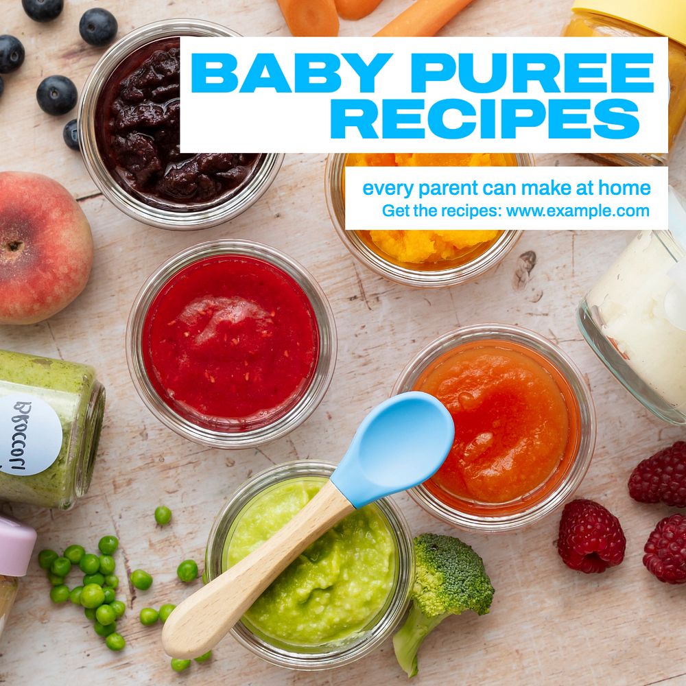 Baby puree recipes Instagram post template, editable text