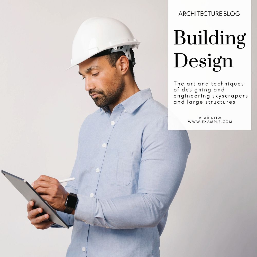 Building design Instagram post template, editable text