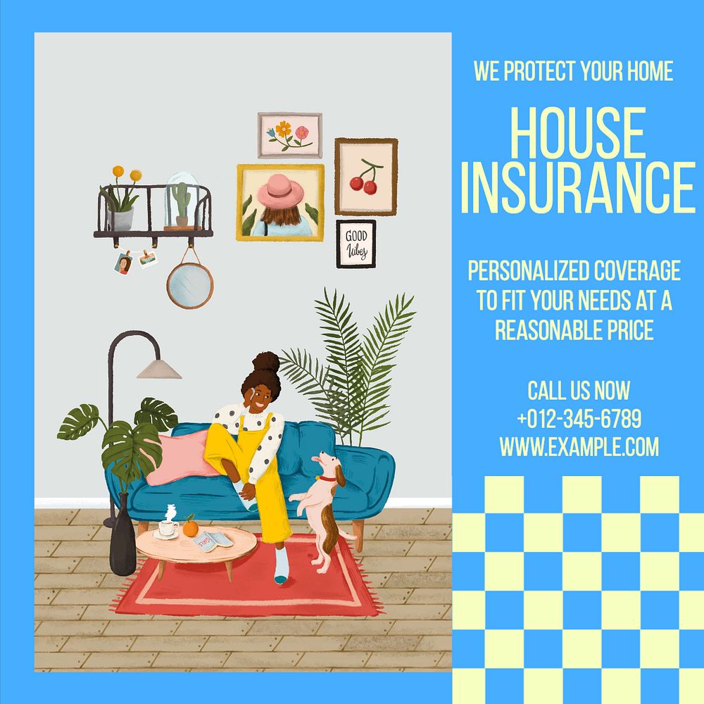 House insurance Instagram post template, editable text