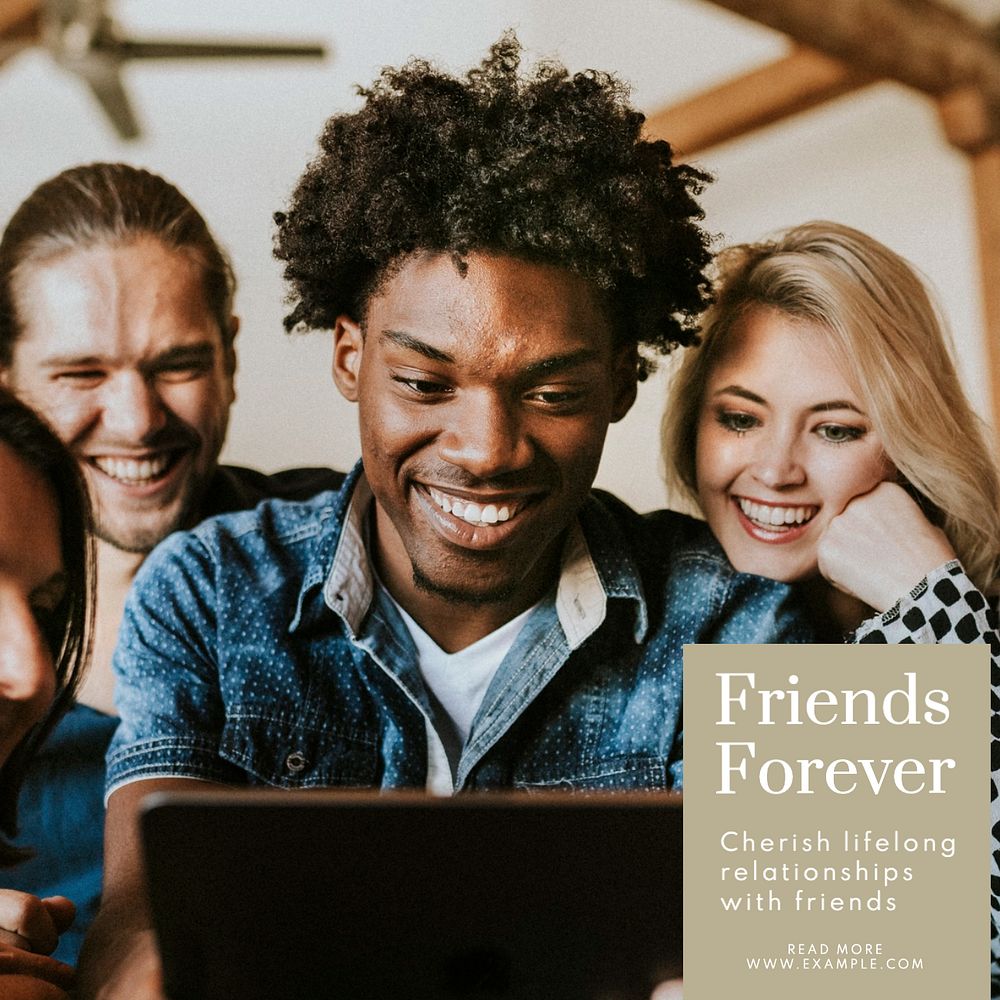 Friends forever Instagram post template, editable text