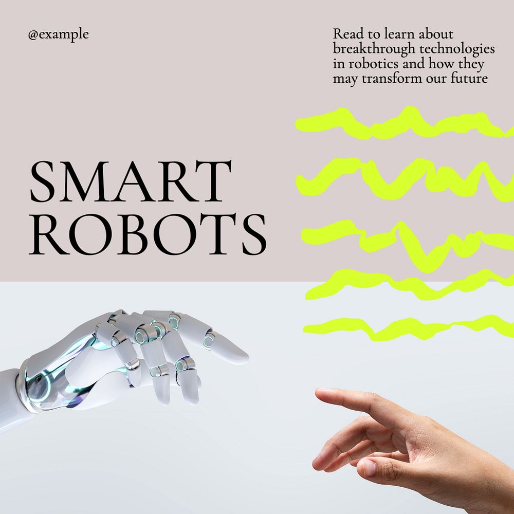 Smart robots Instagram post template, editable text