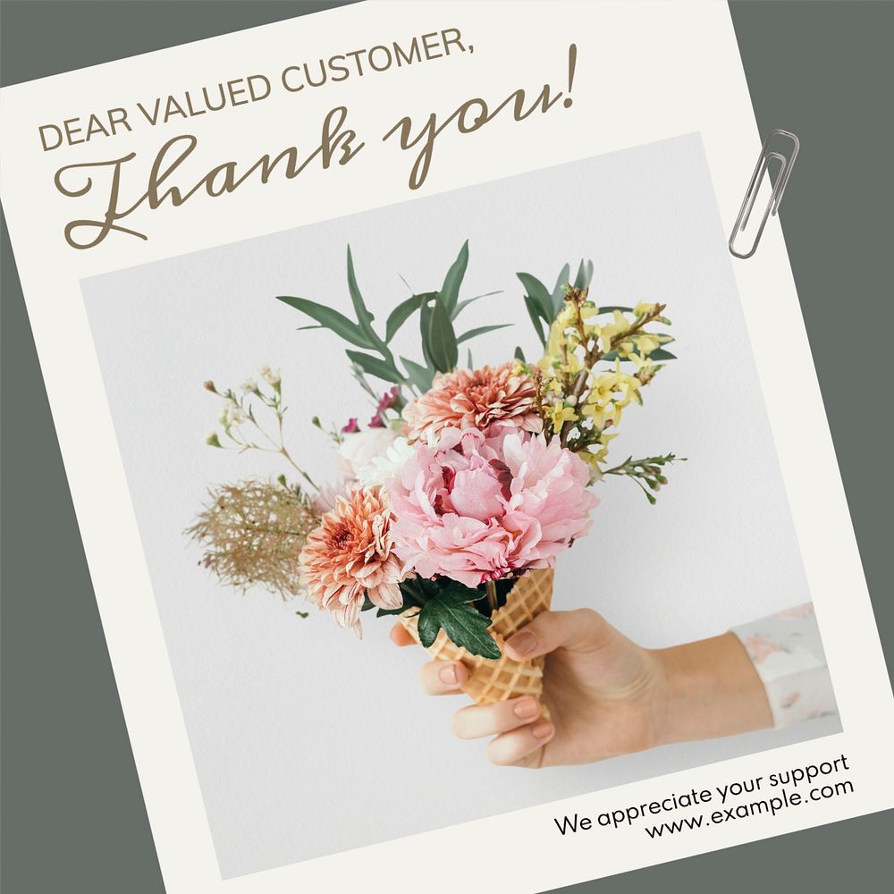 Dear valued customer, thank you! Instagram post template, editable text