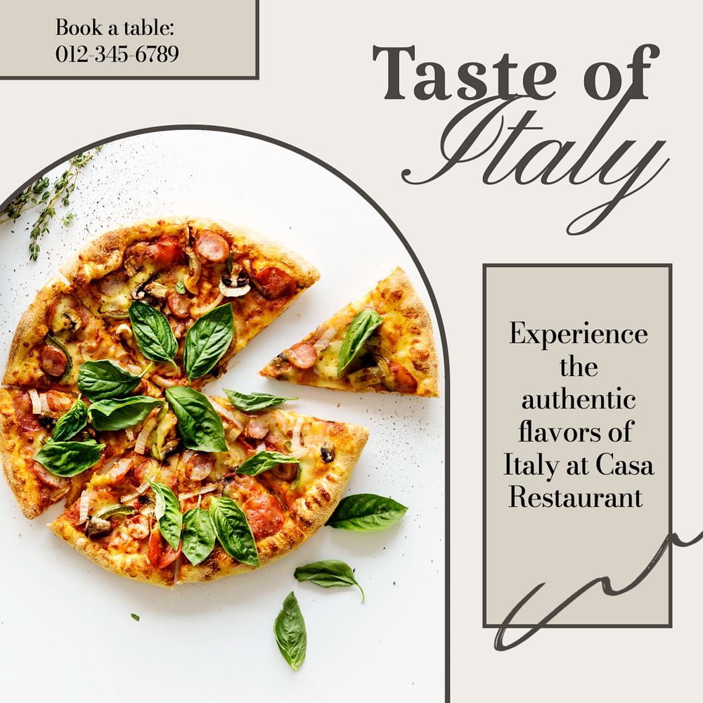 Taste of Italy Instagram post template, editable text