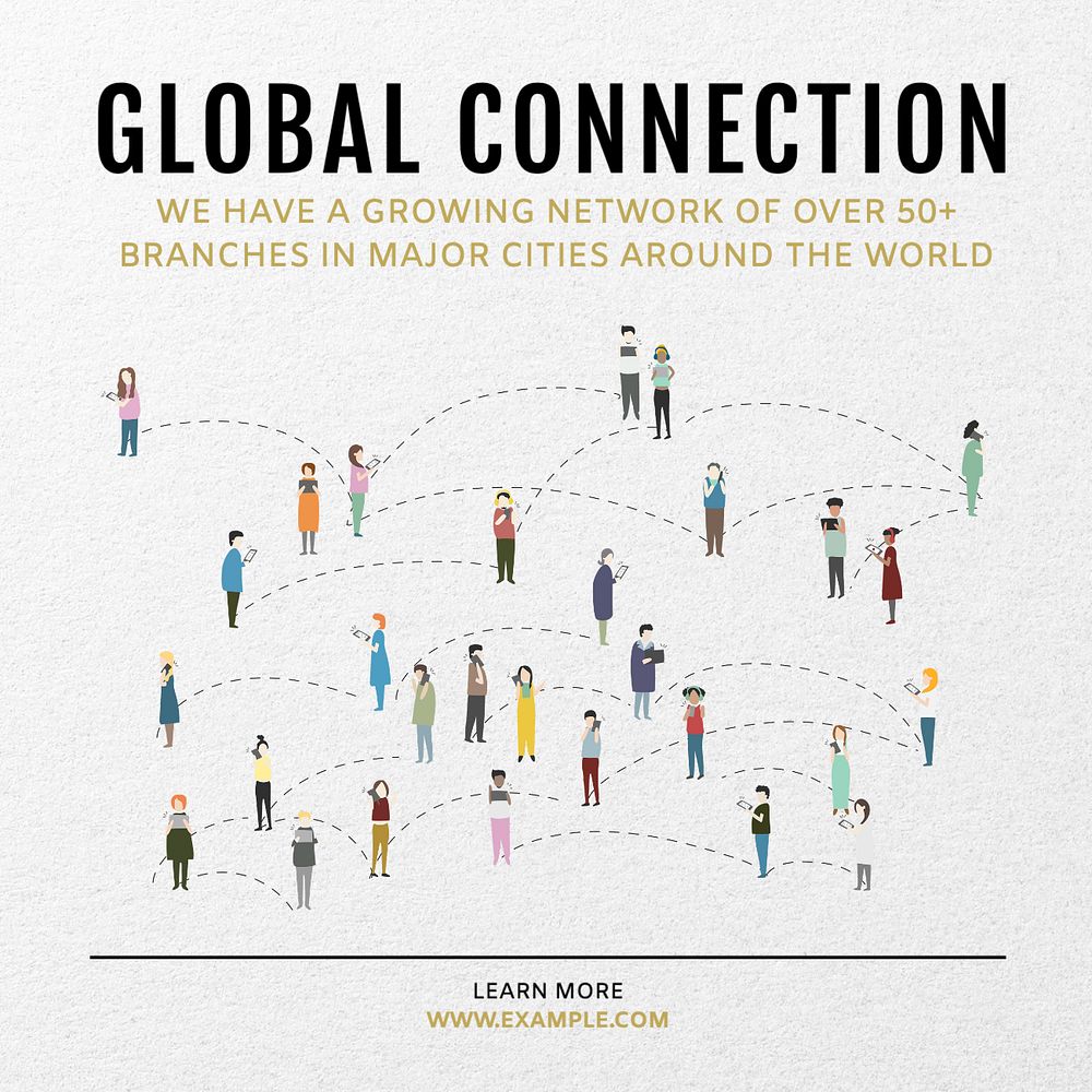 Global connection Instagram post template, editable text