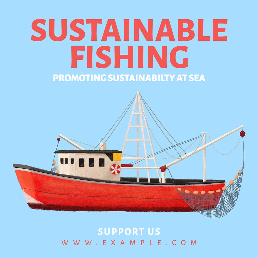 Sustainable fishing Instagram post template, editable text