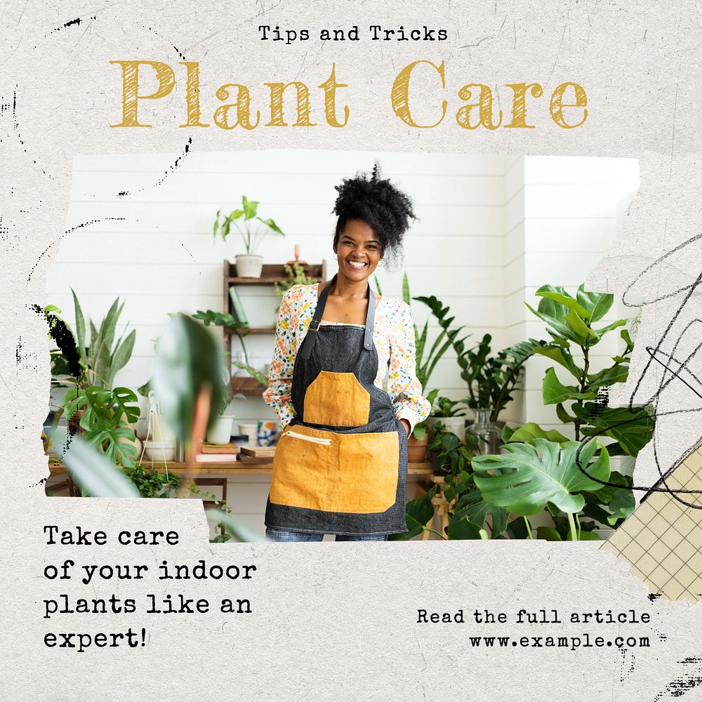 Plant care Instagram post template, editable text