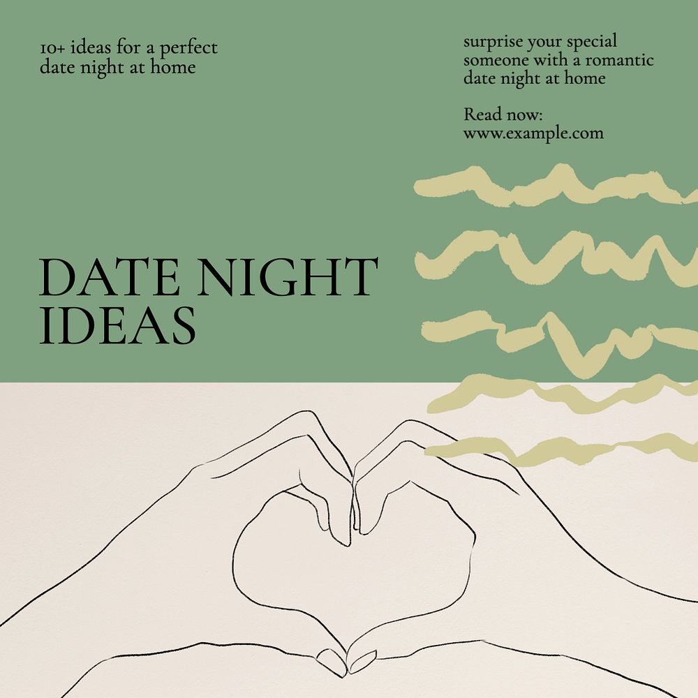 Date night ideas Instagram post template, editable text