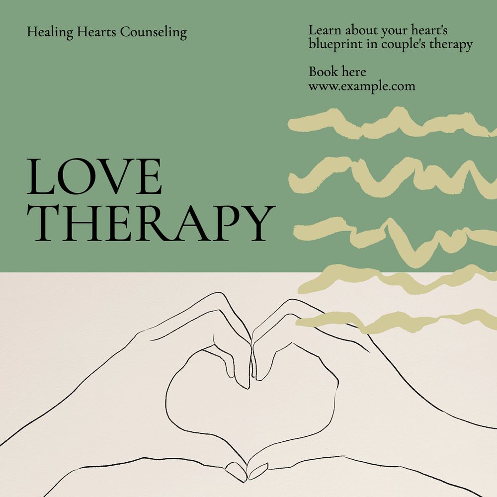 Love therapy Instagram post template, editable text