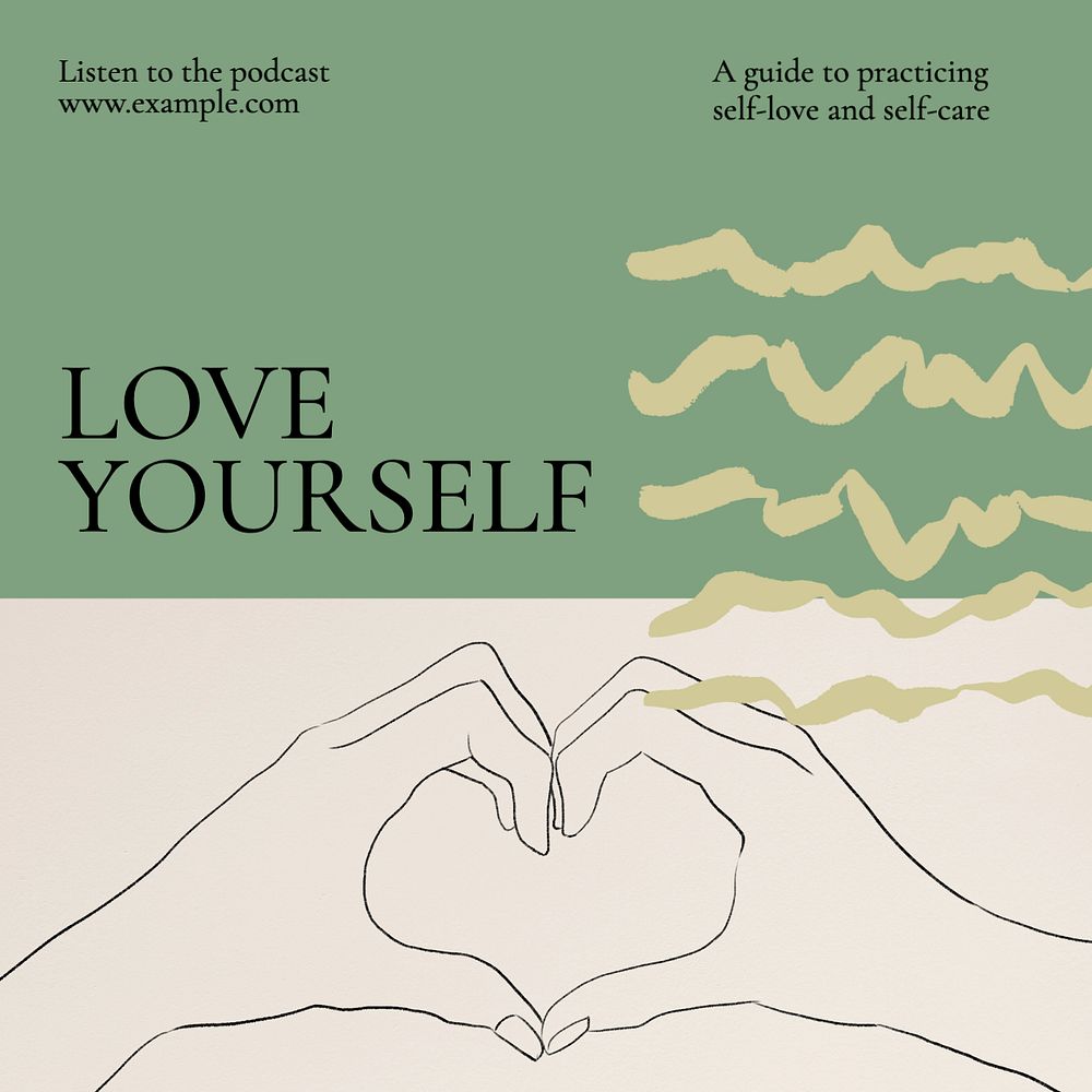 Love yourself Instagram post template, editable text