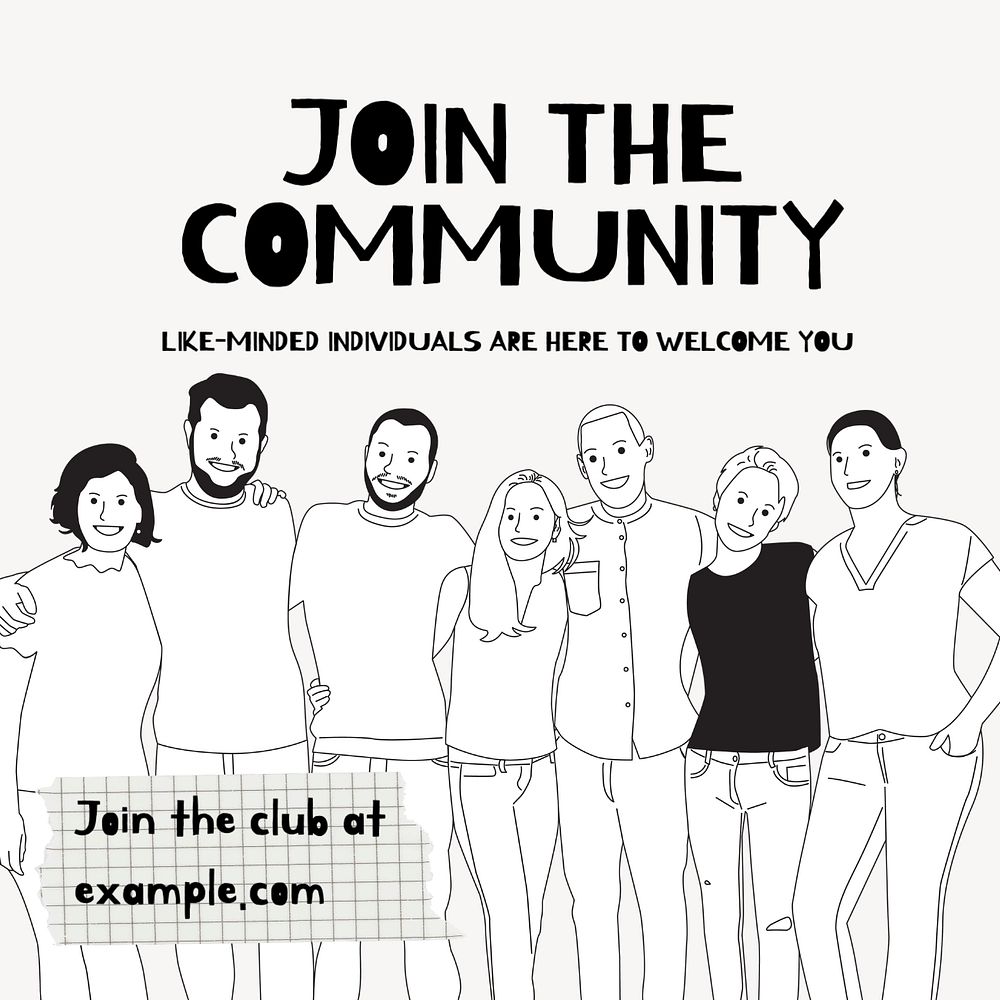 Join the community Instagram post template, editable text