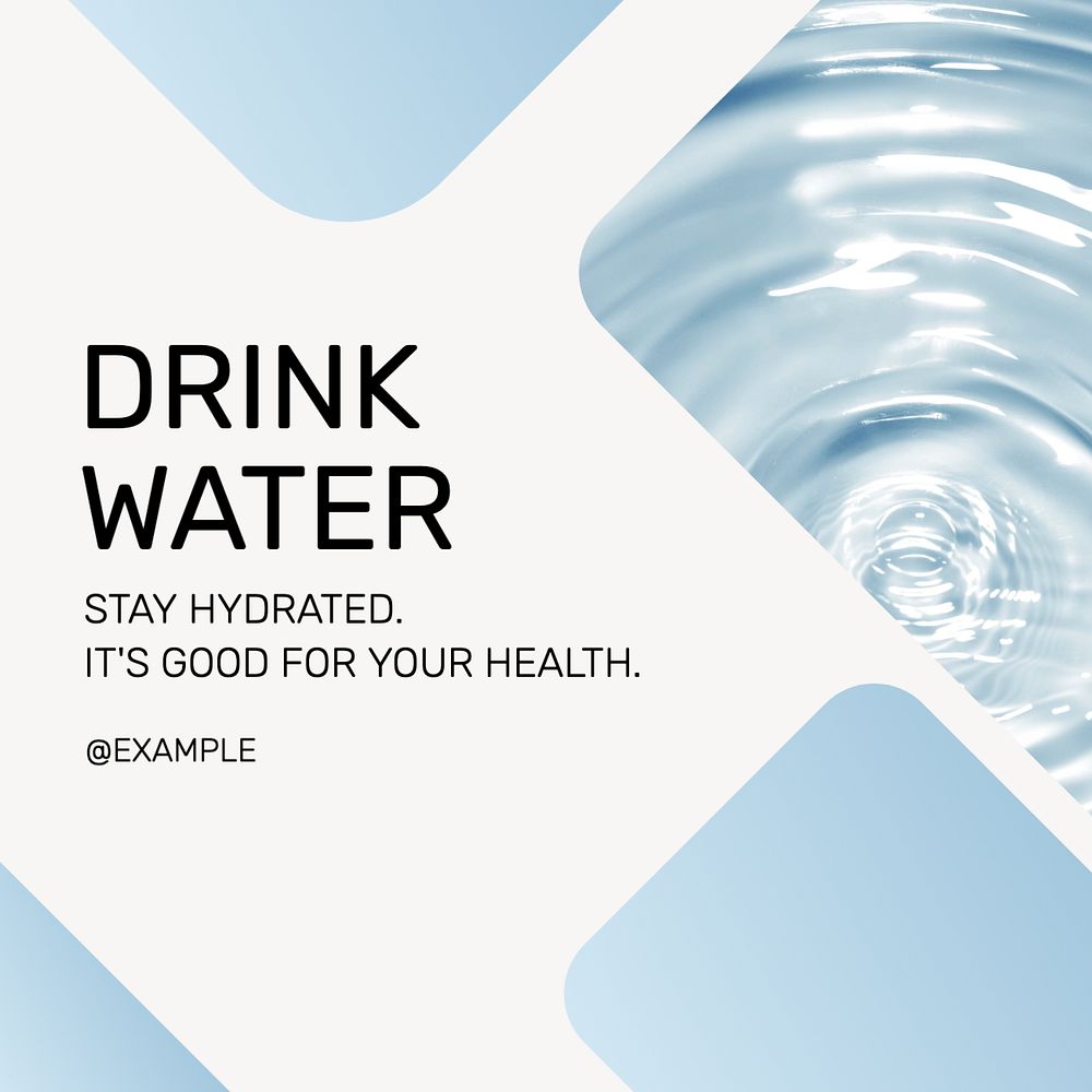 Drink water Instagram post template, editable text