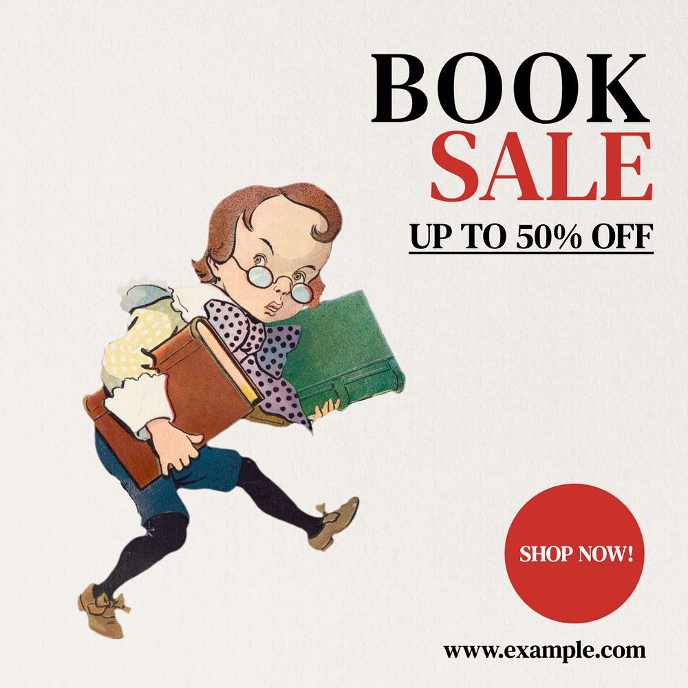 Book sale Instagram post template, editable text