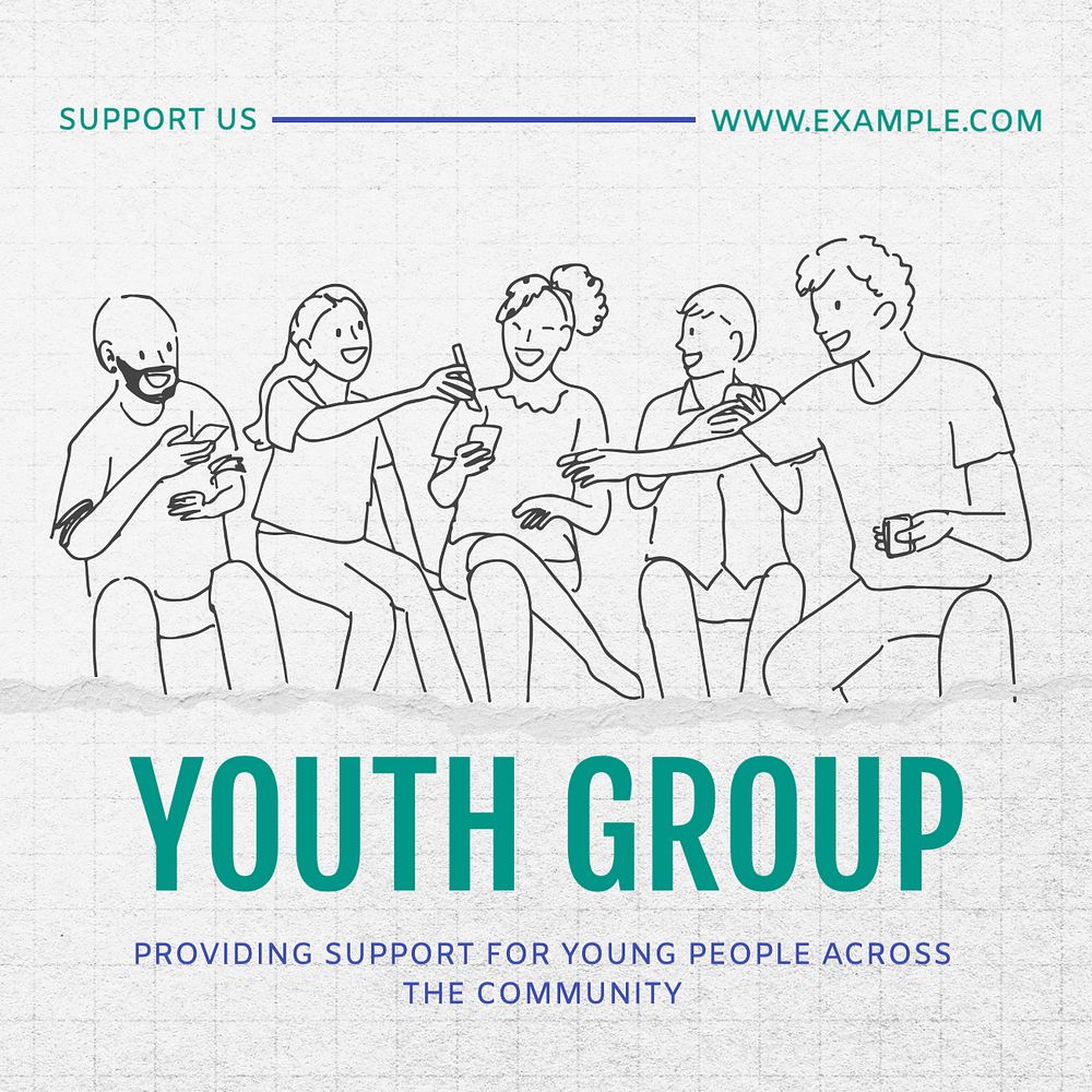 Youth group Instagram post template, editable text