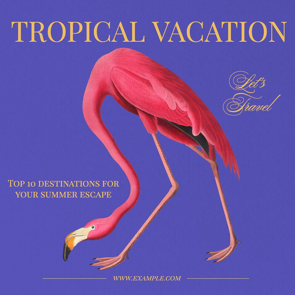 Tropical vacation Instagram post template, editable text