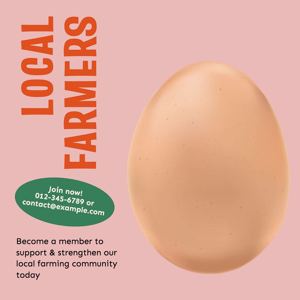 Local farmers community Instagram post template, editable text