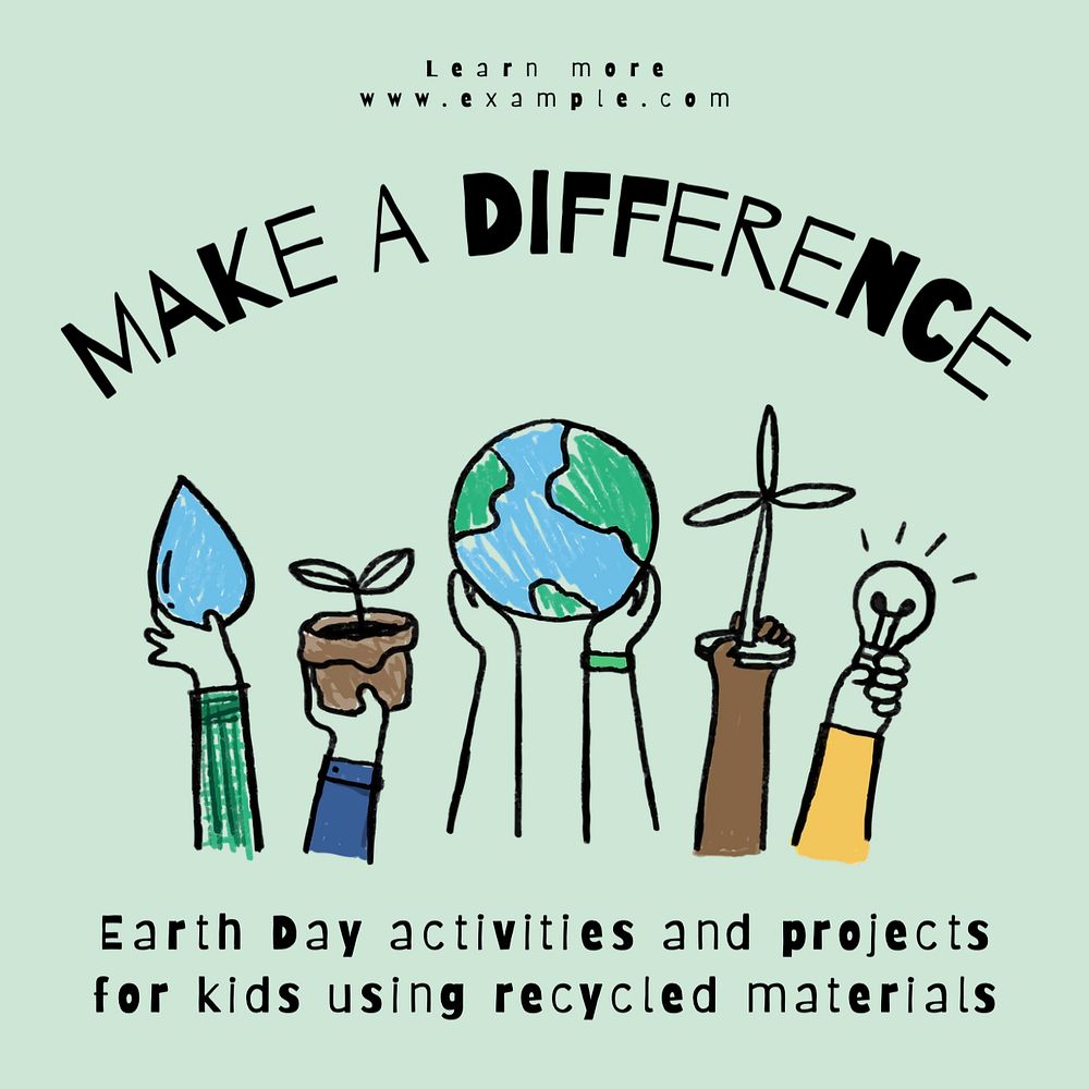 Earth Day activities Instagram post template, editable text