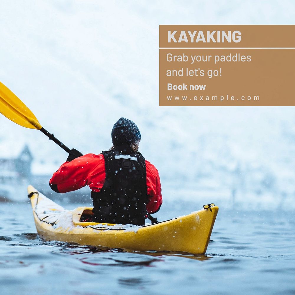 Kayaking Instagram post template, editable design