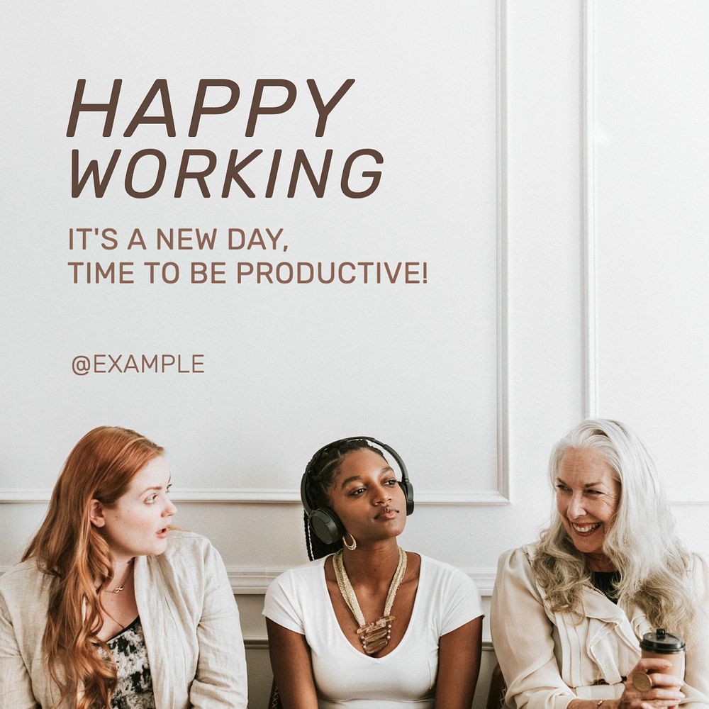 Happy working Instagram post template, editable text