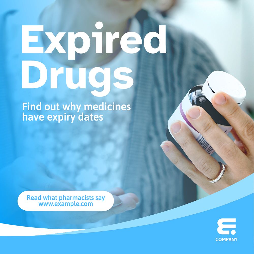 Drug expiry Instagram post template, editable text