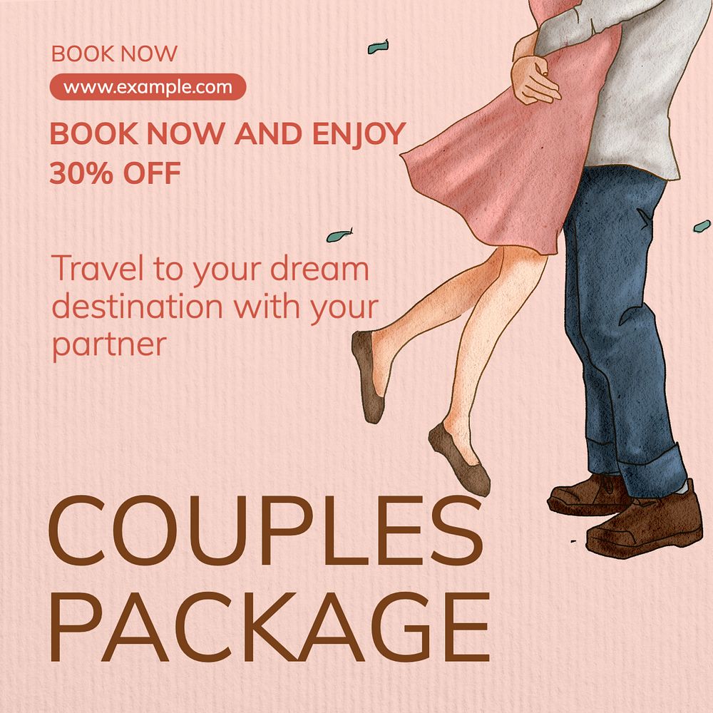 Special couples package  Instagram post template, editable text