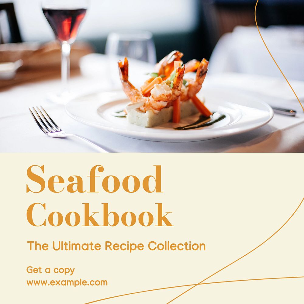 Seafood cookbook Instagram post template, editable design