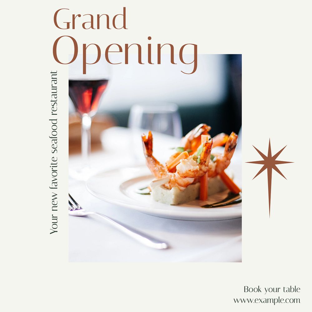 Grand opening Instagram post template, editable design