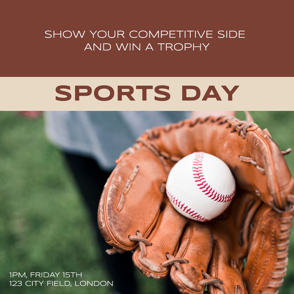 Sports day Instagram post template, editable design