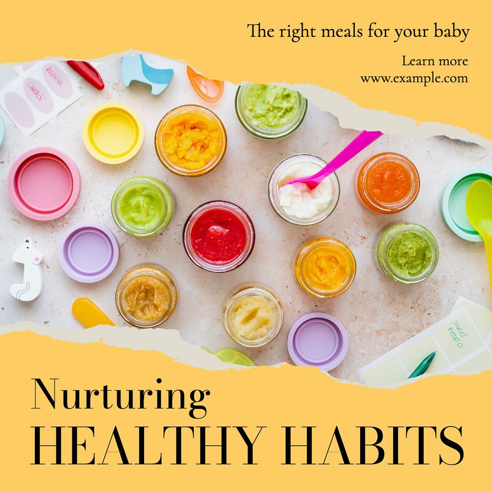 Healthy baby food Instagram post template, editable design