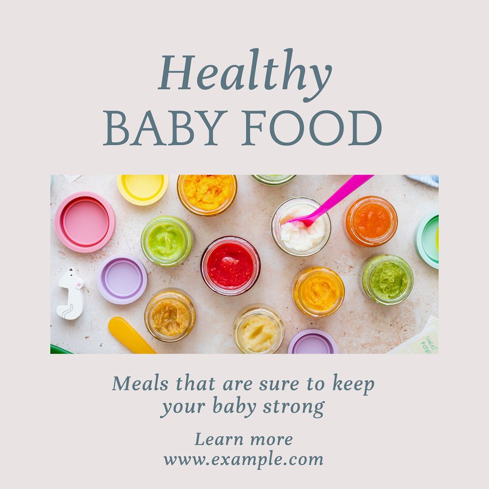 Healthy baby food Instagram post template, editable design