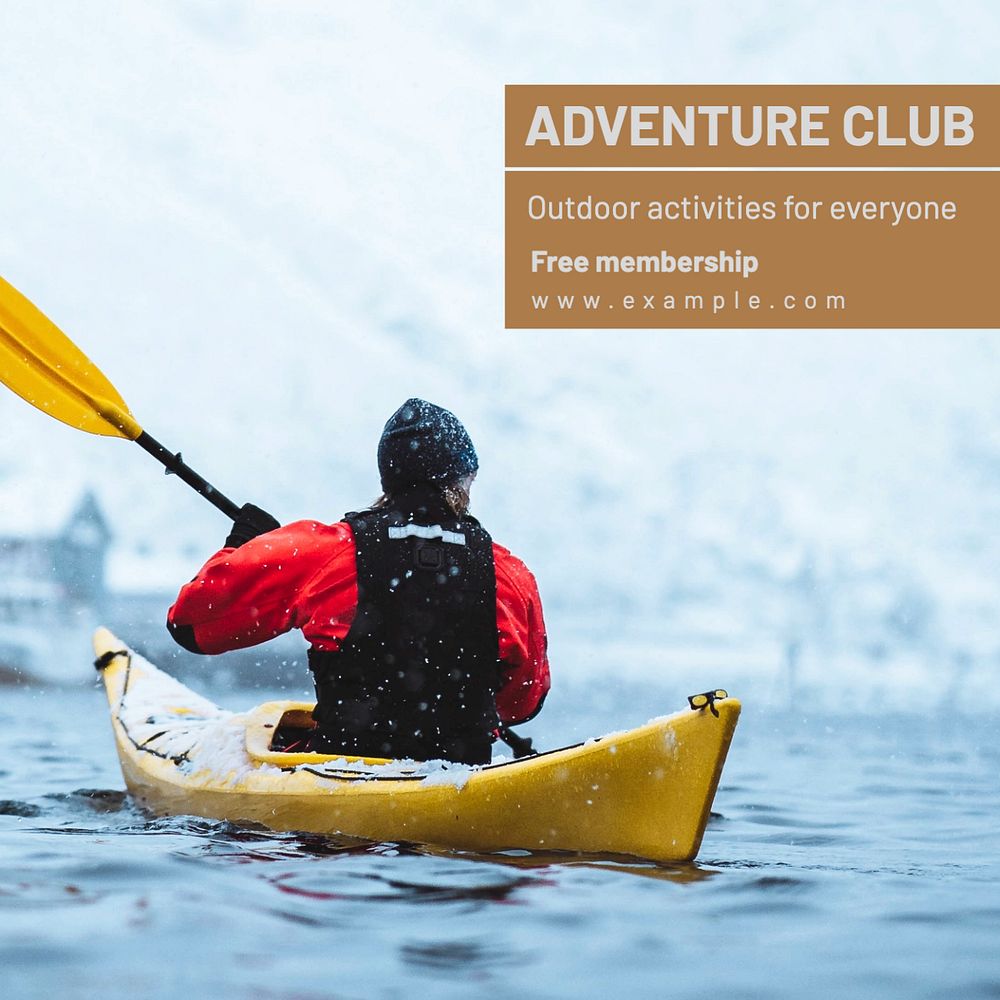 Adventure club Instagram post template, editable design