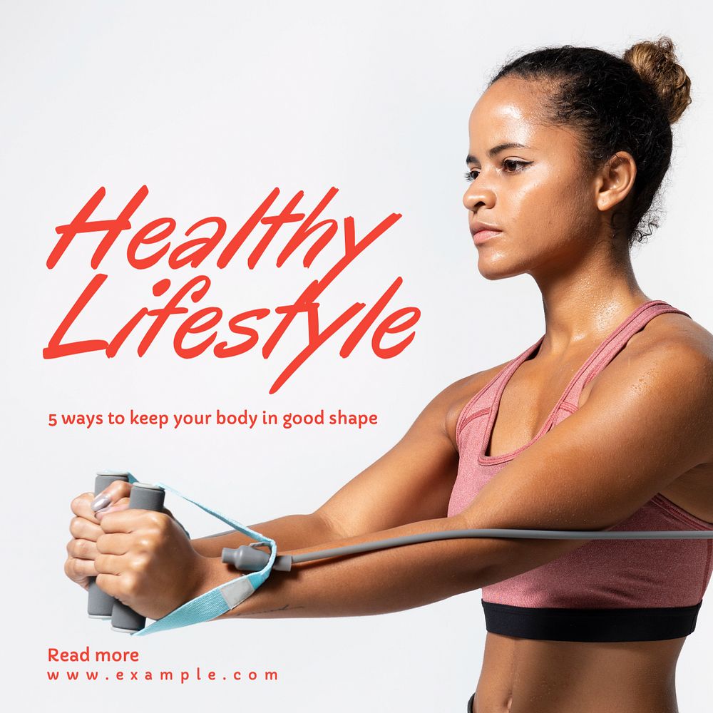 Healthy Lifestyle Instagram post template, editable text