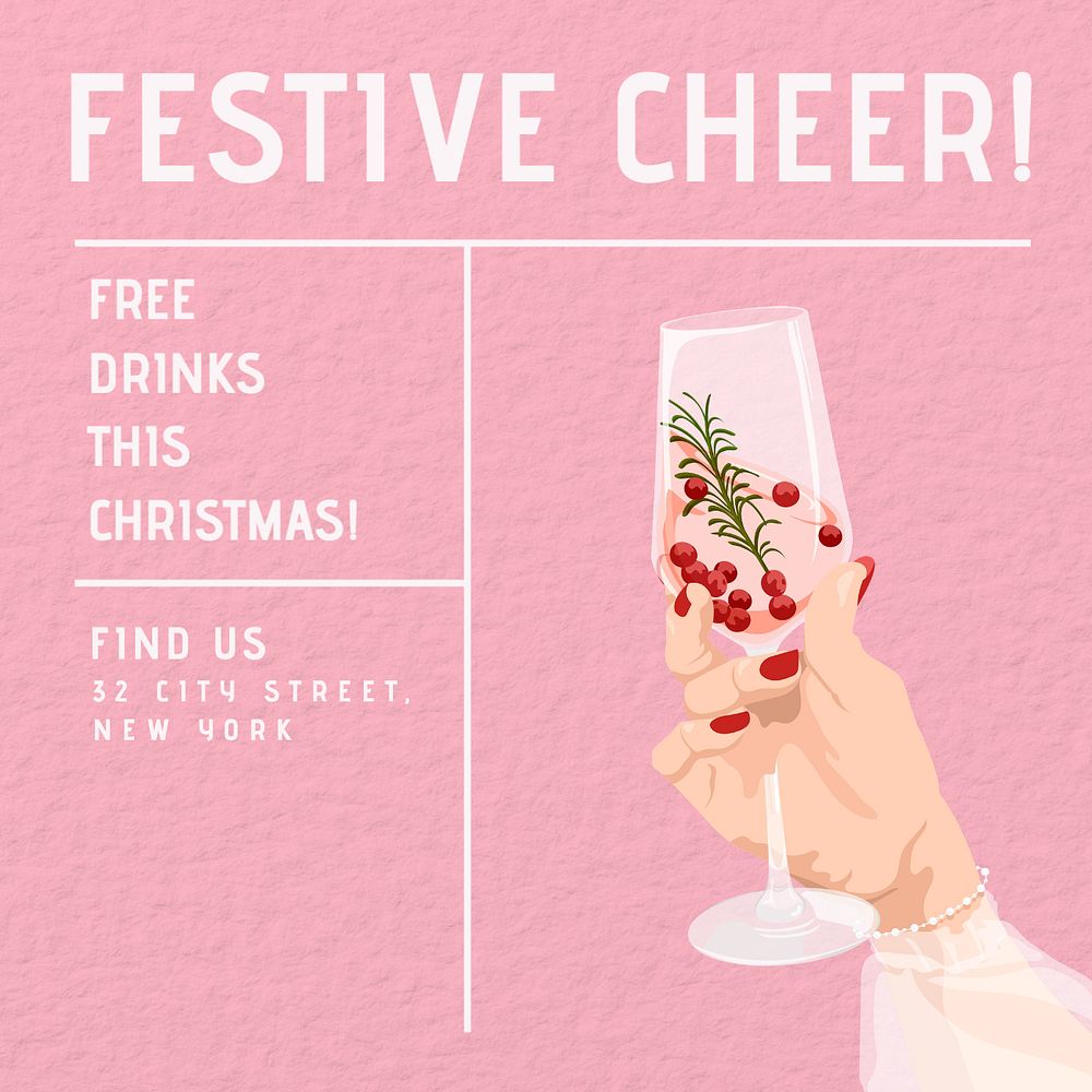 Christmas drinks Instagram post template, editable design