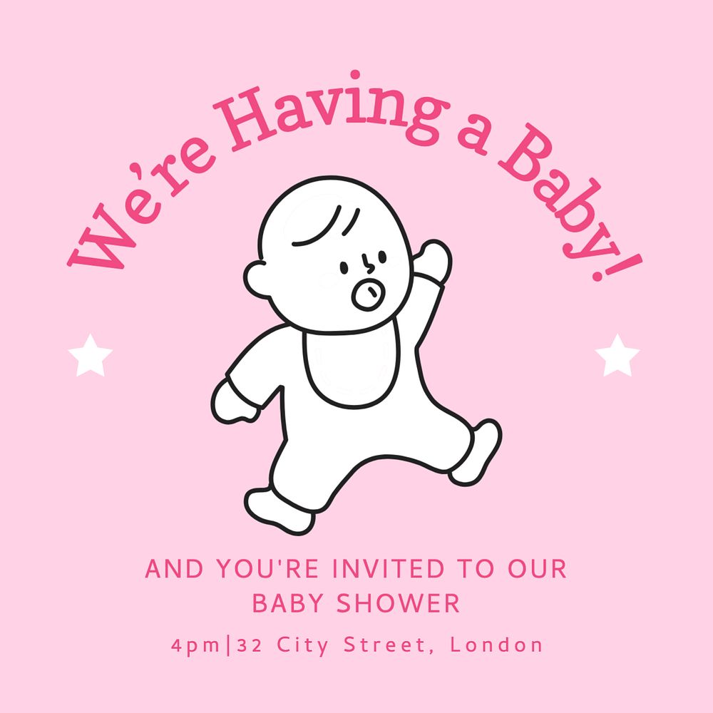 Baby shower Instagram post template, editable text