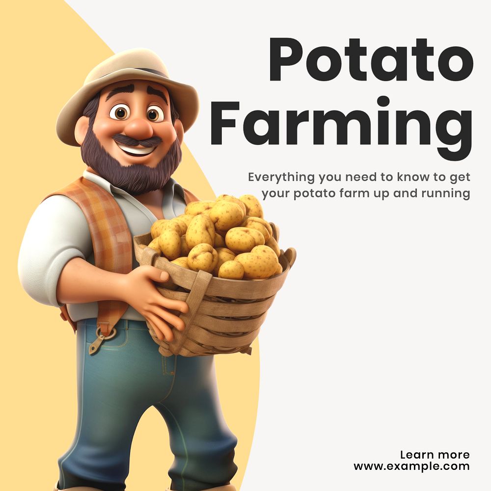 Potato farming Instagram post template, editable text