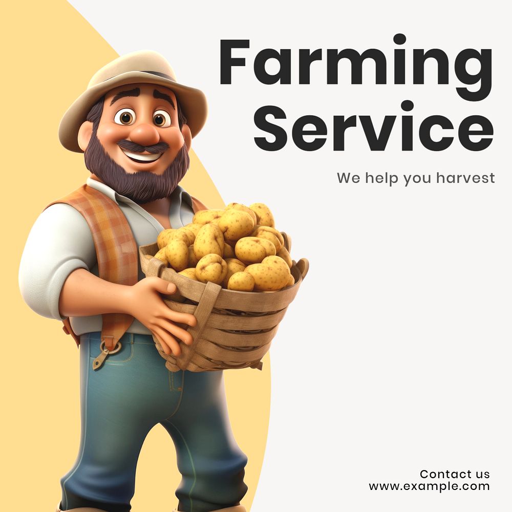 Farming service Instagram post template, editable text