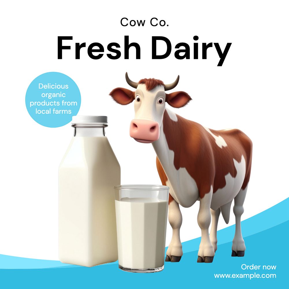 Fresh dairy products Instagram post template, editable text