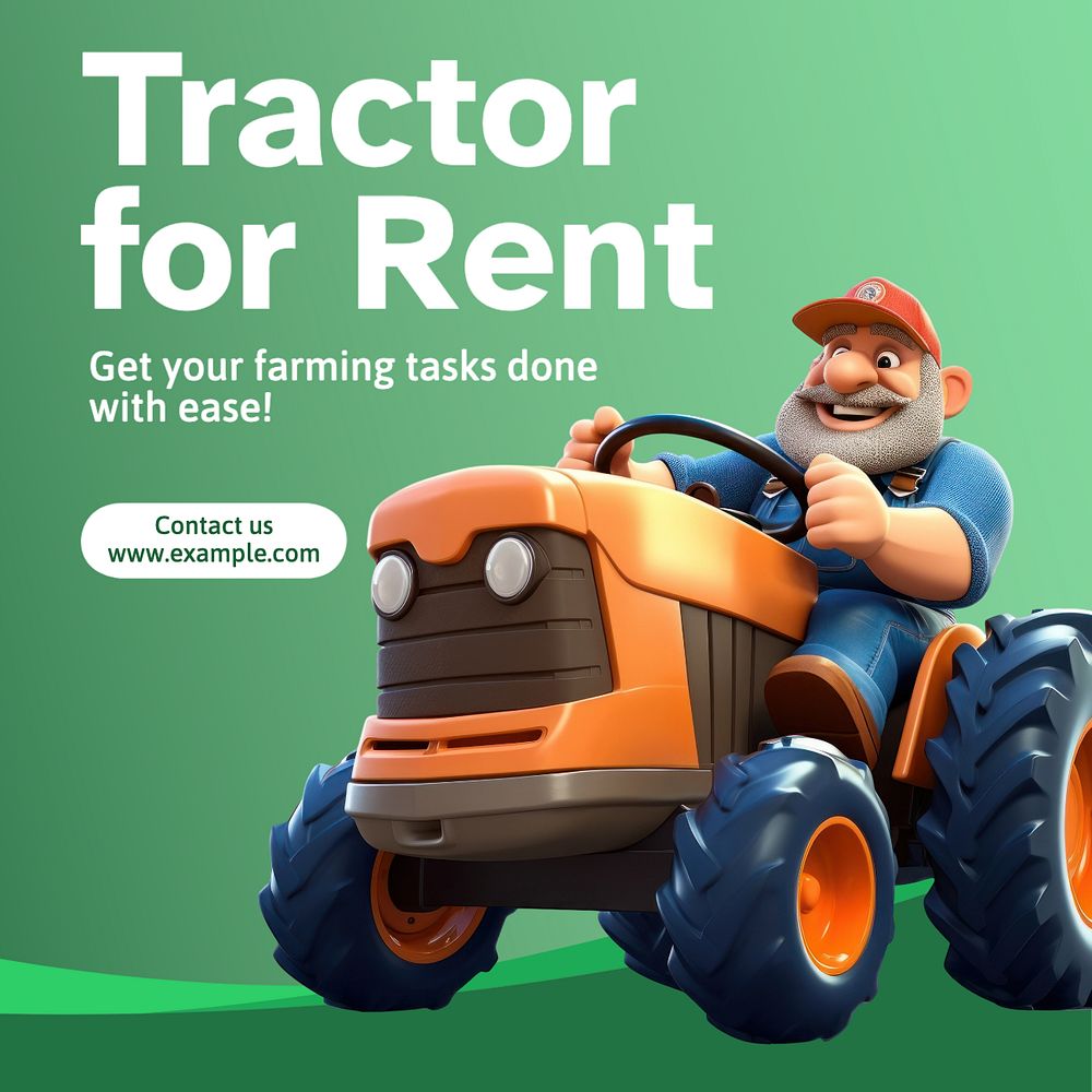 Tractor for rent Instagram post template, editable text