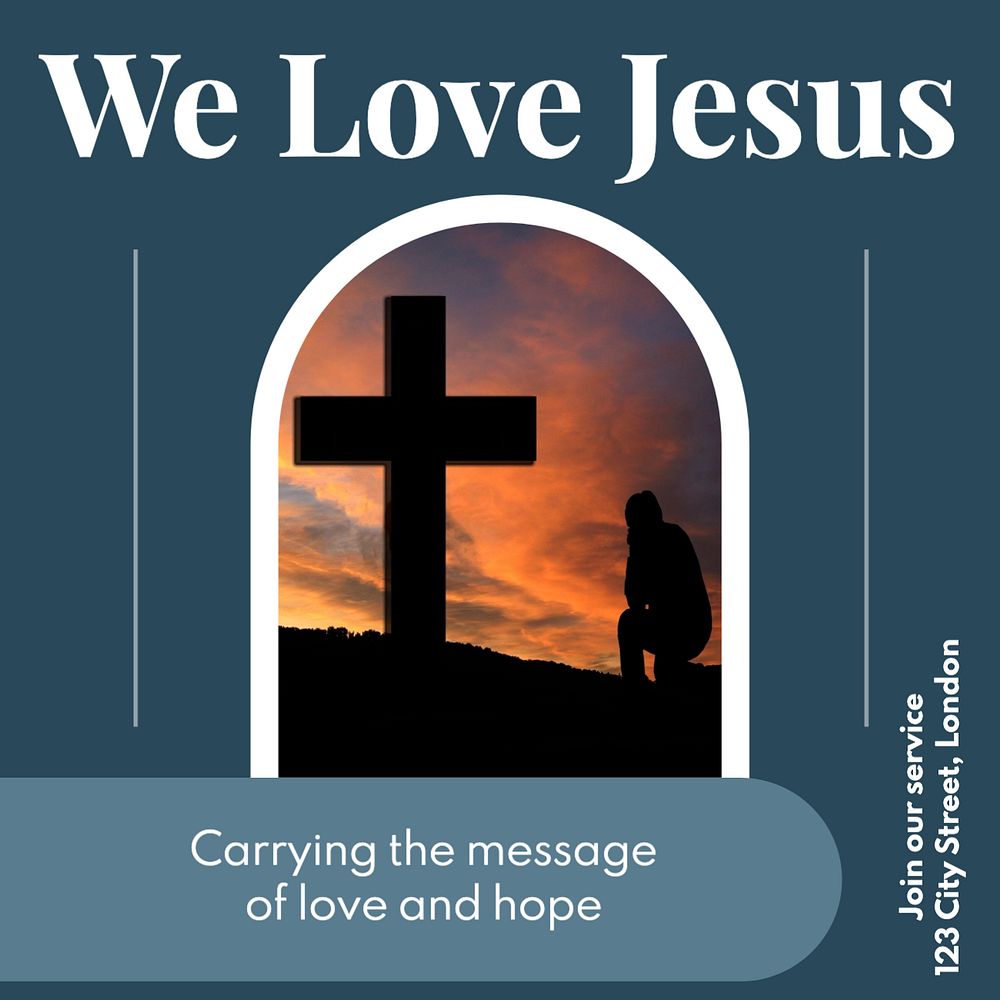 We love Jesus Instagram post template, editable design