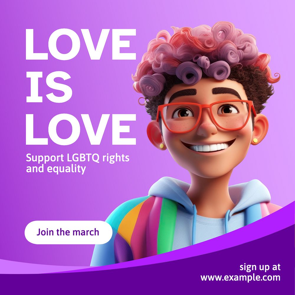 Love is love Instagram post template, editable text