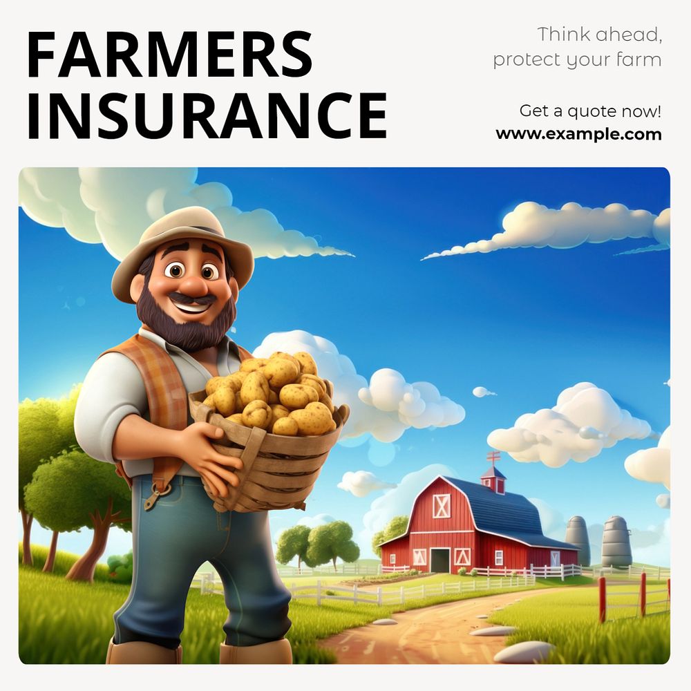 Farmers insurance Instagram post template, editable text