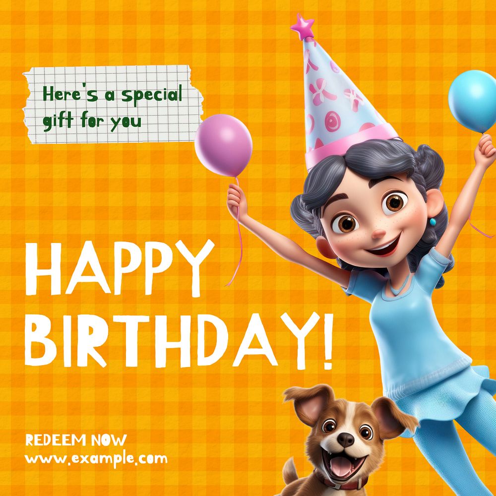 Happy birthday Instagram post template, editable text