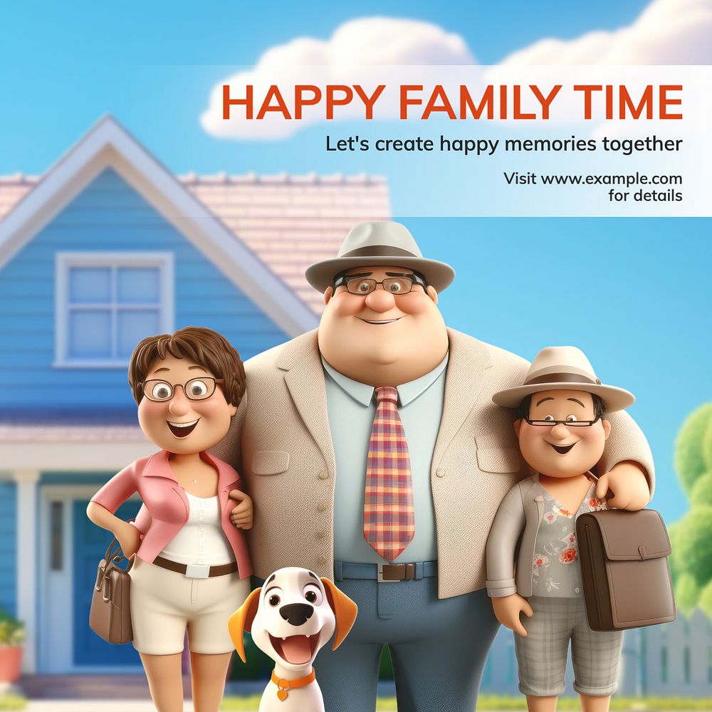 Happy family time Instagram post template, editable text