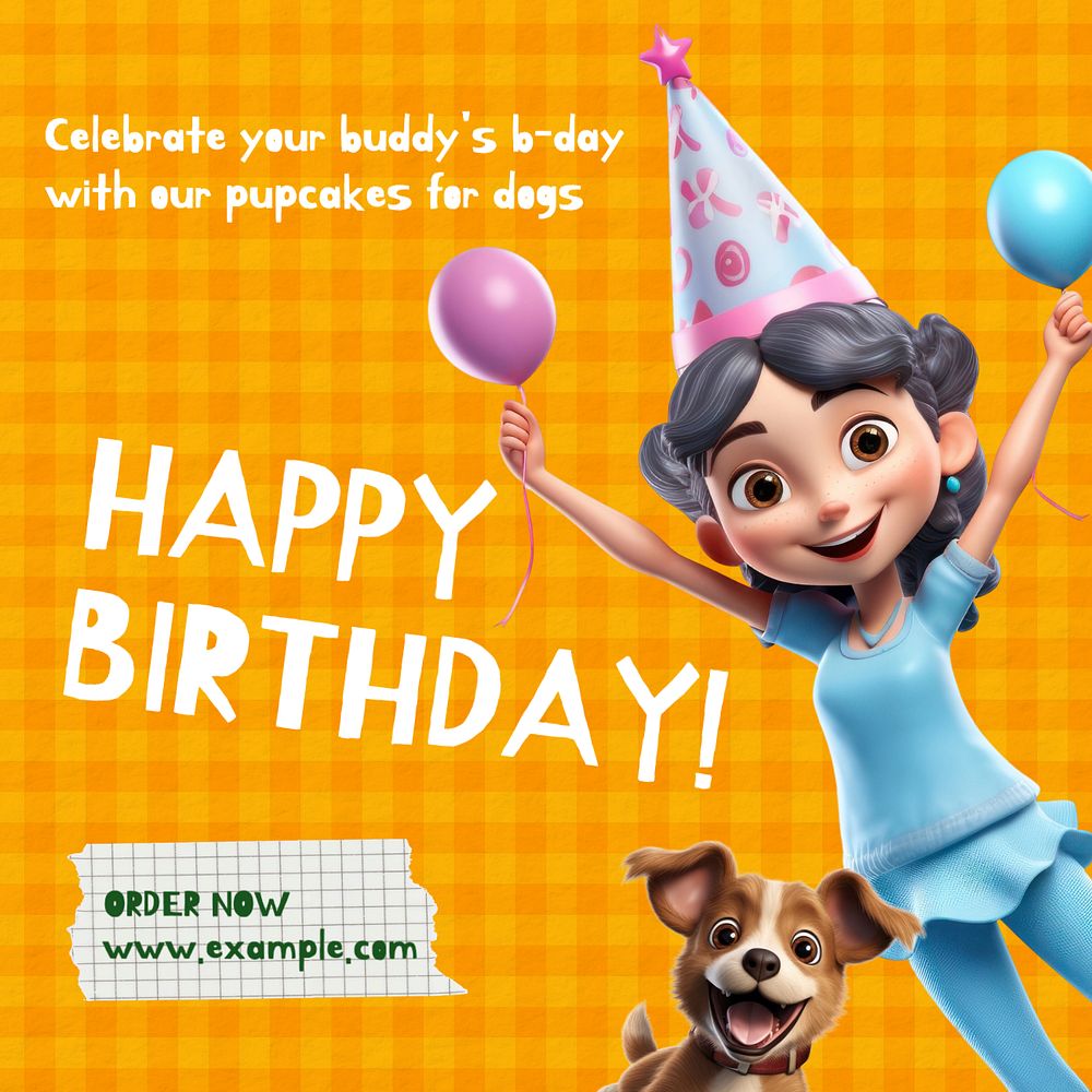 Dog cupcakes Instagram post template, editable text