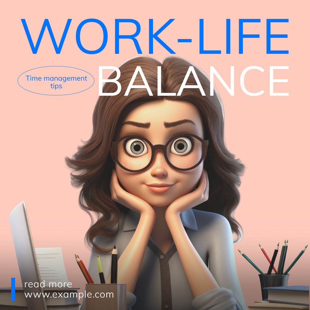 Work-life balance Instagram post template, editable text