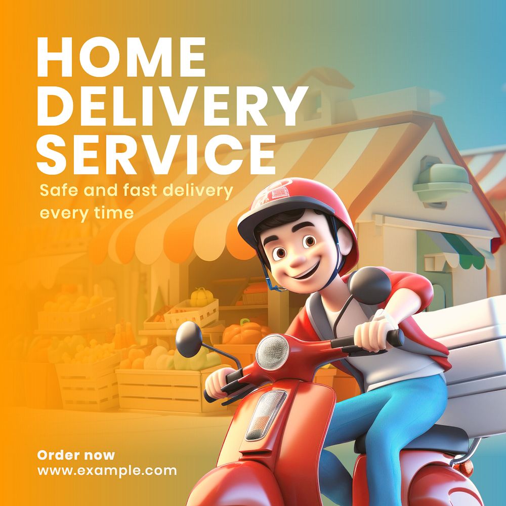 Delivery service Instagram post template, editable text