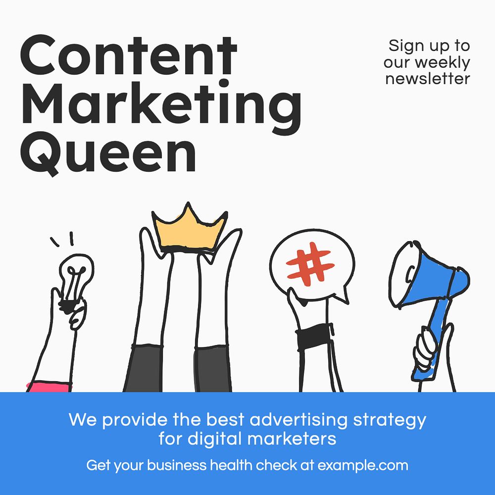 Content marketing queen Instagram post template, editable text