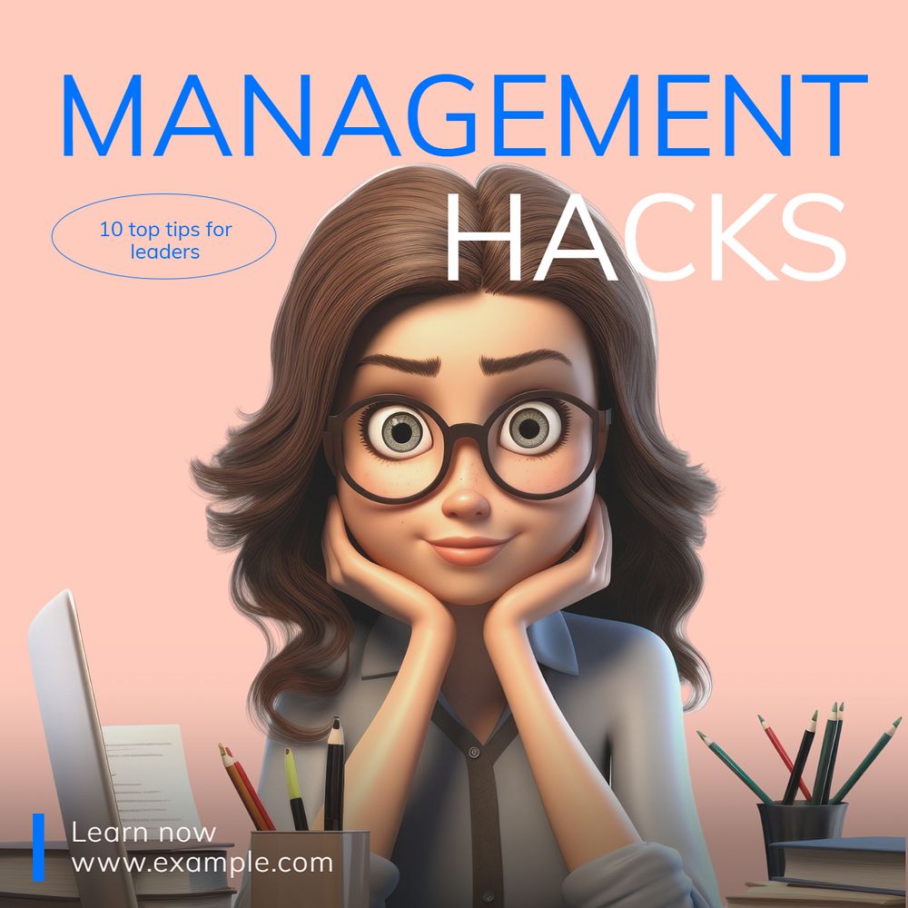 Management hacks Instagram post template, editable text