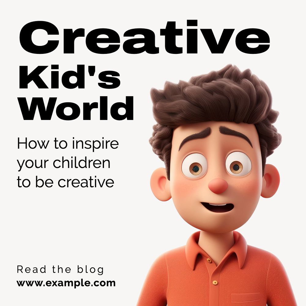 Kids & creativity Instagram post template, editable text